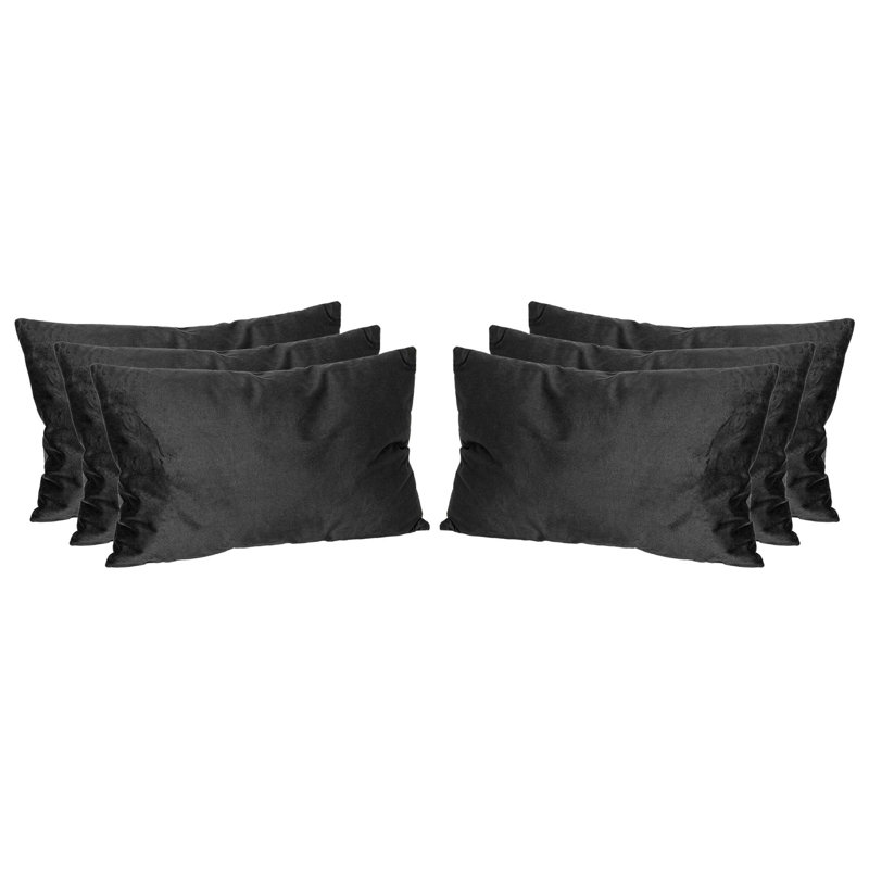 Colour Rectangular Lumbar Cushion with Filling, Black