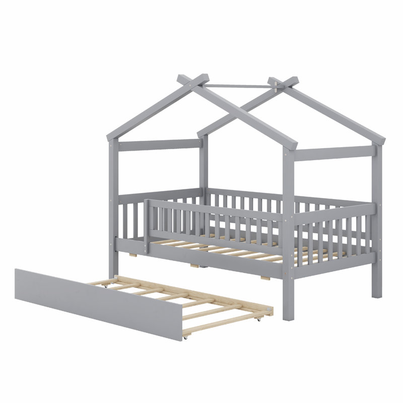 Lit en bois avec couchette, Gris