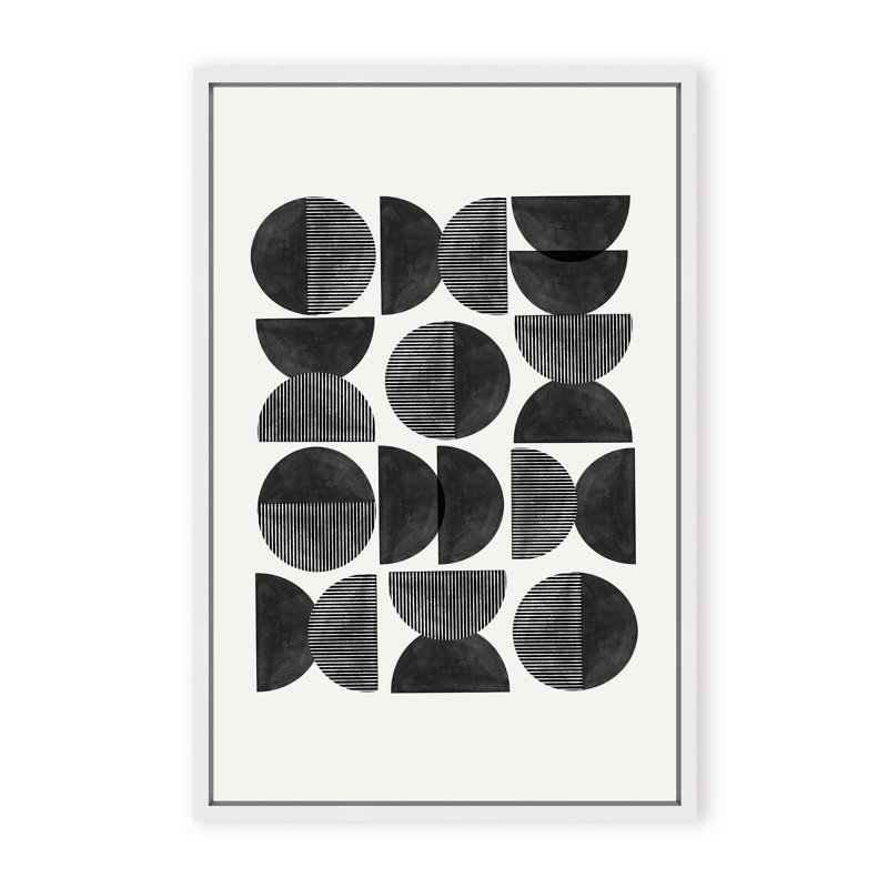 Abstract Mid Century, Geometric by  - Picture Frame Painting on Paper, Framed Canvas, Brown, 24" H x 16" W x 2.375" D