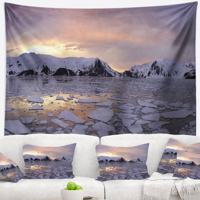 Tapisserie paysage marin antarctique, H 50 po x l 60 po