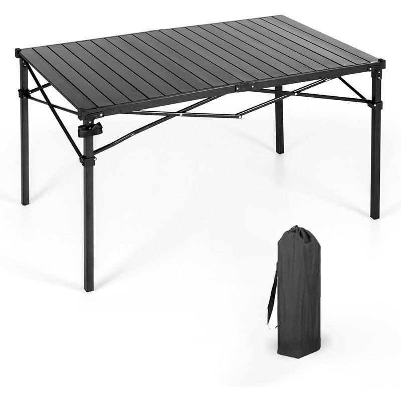 Table de camping pliante, tablette portative en aluminium
