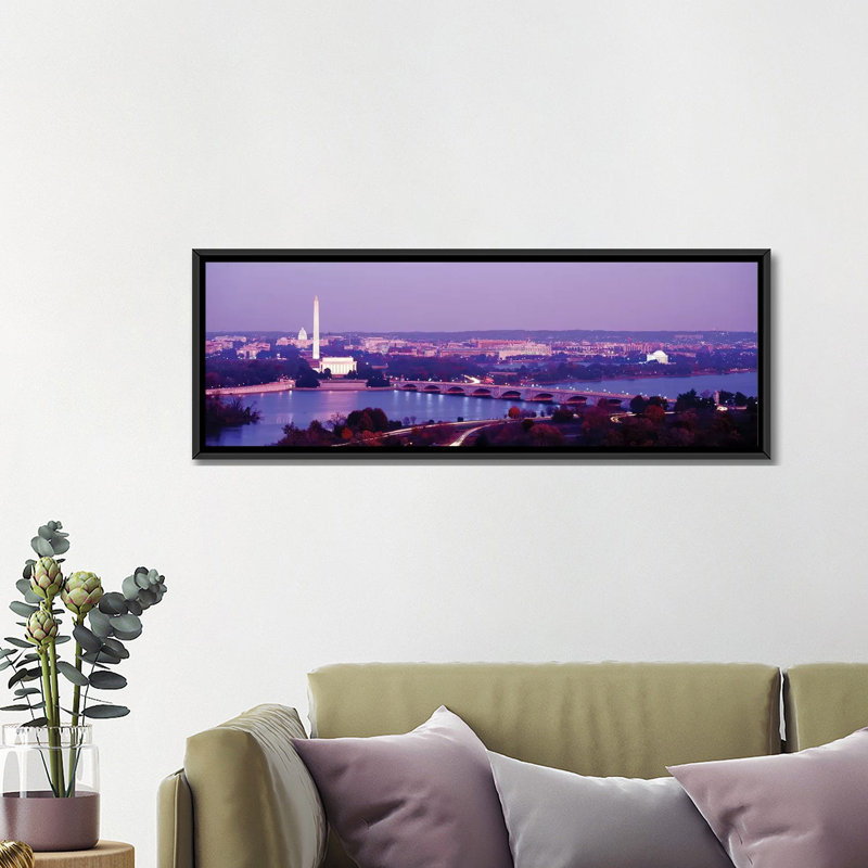 Panoramic Washington, DC, reproduction de photo sur toile tendue, H 20 po x l 60 po x P 1,5 po, Toile encadrée noire
