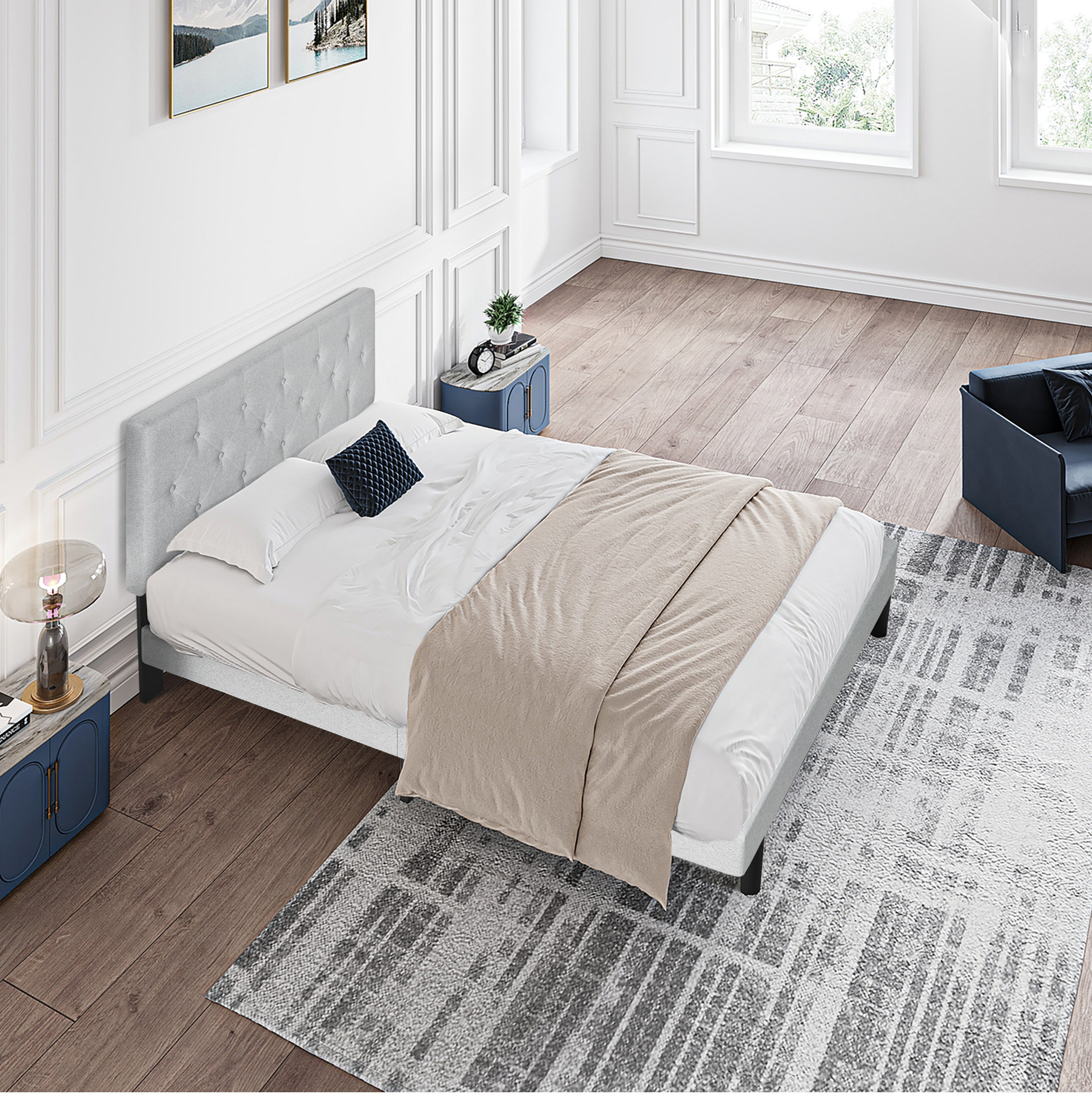 Winston Porter Twin Size Upholstered Platform Bed Frame With Modern