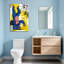 Animaux, singe bleu, muscles flexibles, fond jaune-511902149