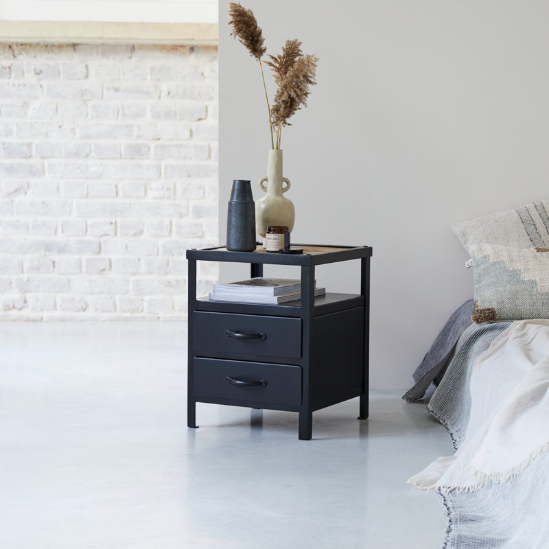 Industriel 2 Drawer Bedside Table