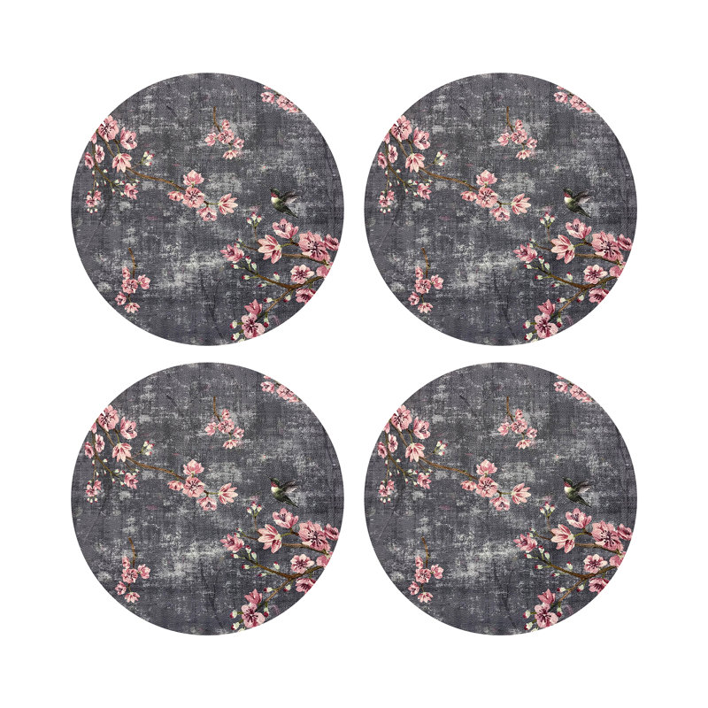 Blossom Fantasia Pebble 16" Vinyl Placemat, Charcoal