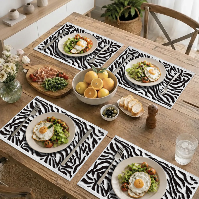 4-Piece Polyester Rectangle Dining Table Placemat