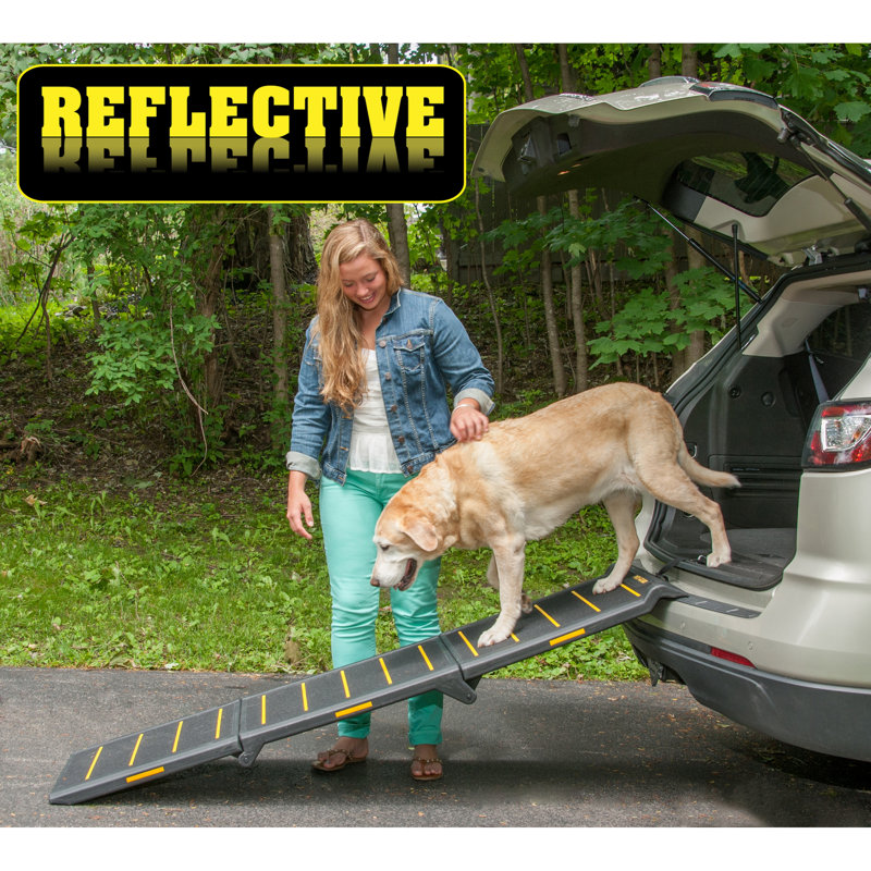 Black and Yellow Reflective Tri-Fold Pet Ramp