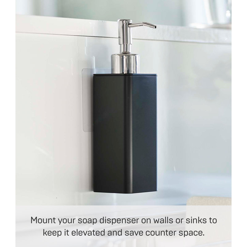 Black Adhesive Wall-Mounted Soap Dispenser with Stainless Steel Pump