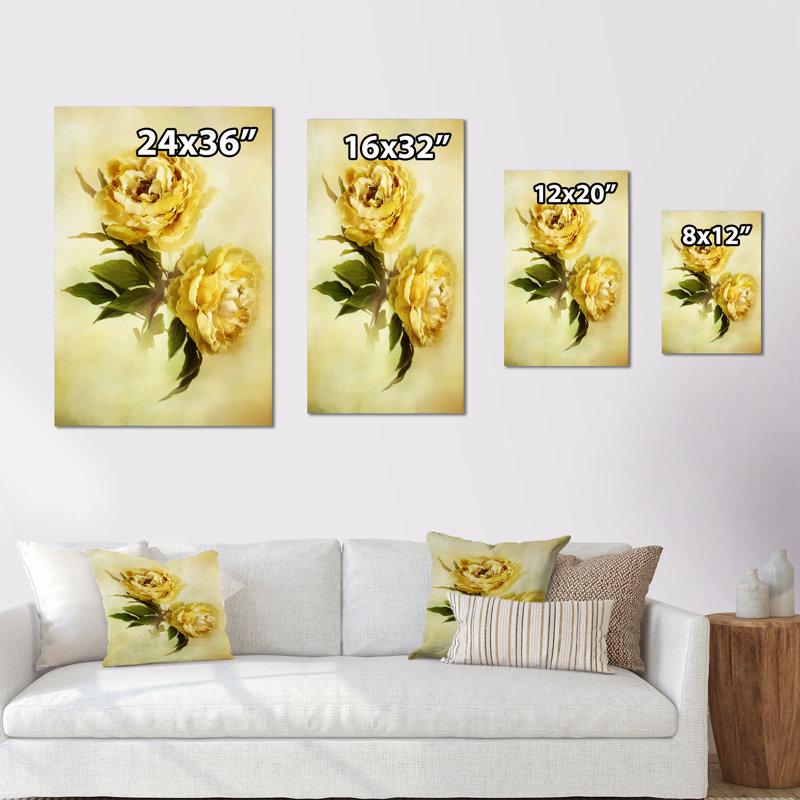 Pivoines jaunes - bouquet de pastel - impression sur toile tendue