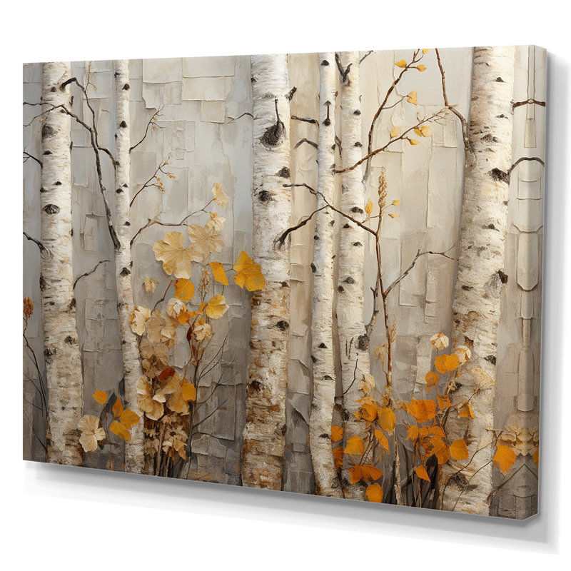 Élégance de bouleau d'automne - art mural grand arbre, H 30 po x l 40 po x P 1,5 po, Toile tendue