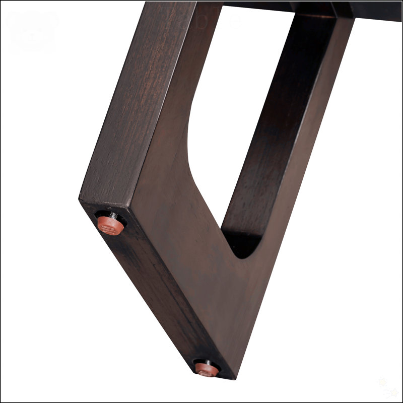 Espresso Wood Console Table with Marble-Effect Top and Storage Shelf
