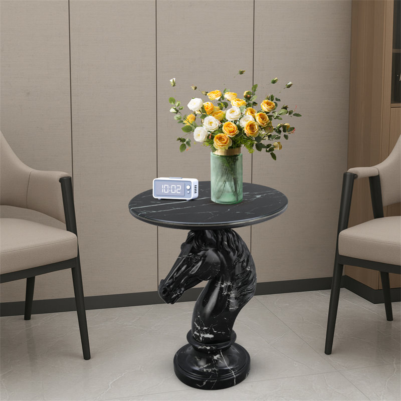 Statue de cheval, table d'appoint, table de bout, salon, noir, Black