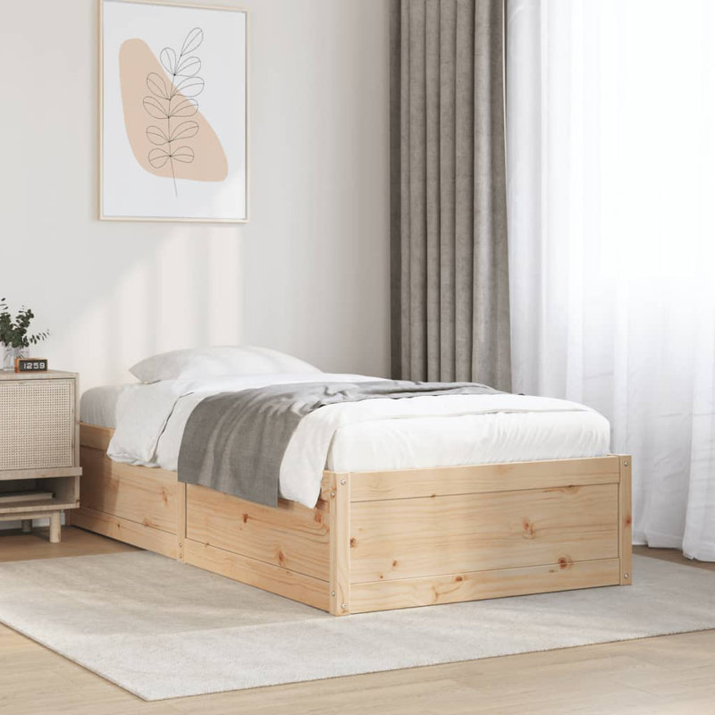 Antolin Solid Wood Bed, Brown, Small Single (2'6)