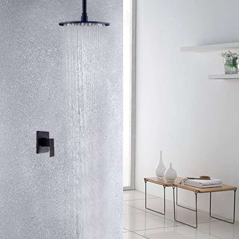 Ensemble de douche à pluie murale à DEL noir mat FontanaShowers avec bec de robinet