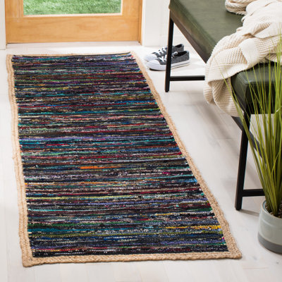 Tapis abstrait en coton et jute tissés à la main Naveen