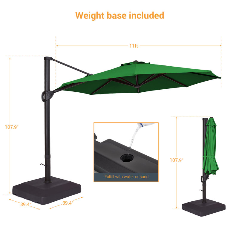 Parasol en porte-à-faux 11 pi Daljeet, Kelly vert