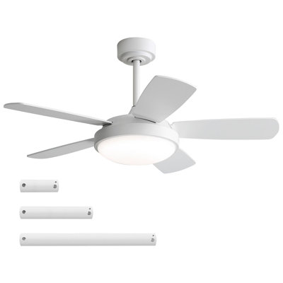 42 Inch White Ceiling Fan With 22W LED Light And Remote Control MDF Blades Reversible DC Motor