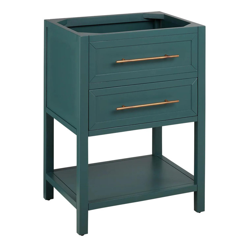 24" Robertson Single Bathroom Vanity Set with Oval Undermount Sink, 8" Widespread, Arctic White Quartz, Midnight Navy Blue