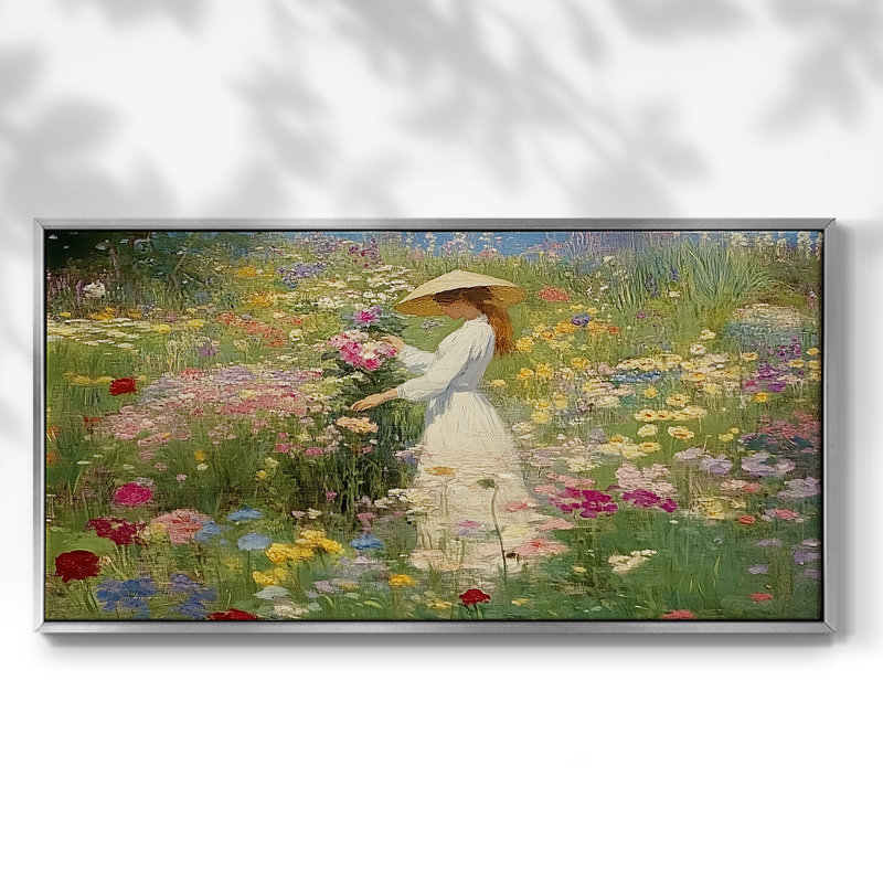 Série botanique-CLxx - Toile tendue avec châssis encadré - Prêt à être accroché, Argent argent, H 21 po x l 41 po