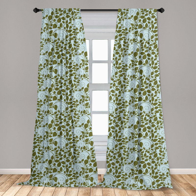 Leaves Floral Semi-Sheer Rod Pocket Curtain Panels, 28" x 63"