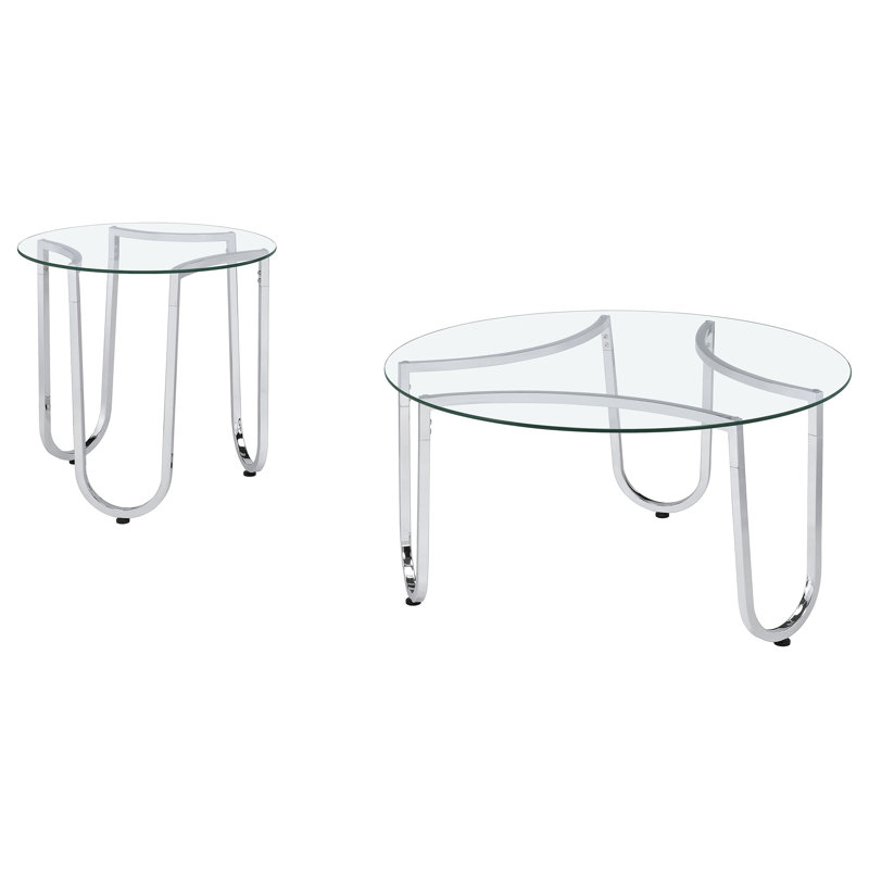 Dutton Chrome 2-piece Round Coffee Table Set