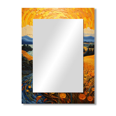 Kreutzer Vangogh Harvest Time In The Wheat Fields II - Vangogh Unique Wall Mirror, Traditional Mirror, Printed Metal Art