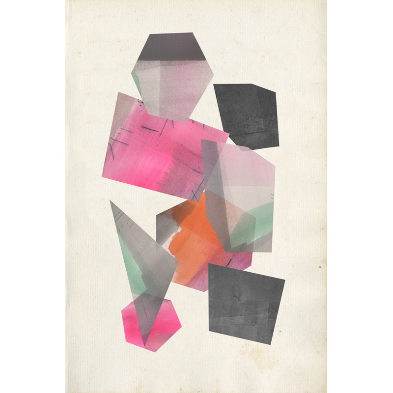 Collaged Shapes II 1 Piece Painting on Canvas, 122cm H x 81cm W, Black Floater Framed