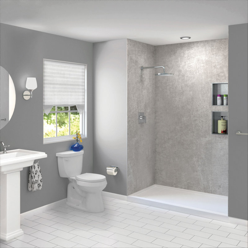 Ensemble de mur de douche Transolid Titan, H 96 po x l 60 po x P 36 po, Gris Caesar texturé
