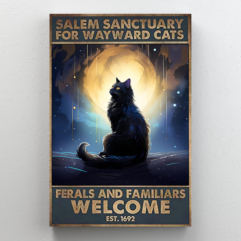 Lizeht " Black Cat Salem Sanctuary ", 14" H x 11" W x 1.25" D