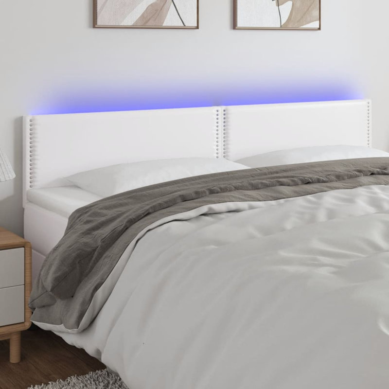 Upholstered Headboard, White, 88cm H x 160cm W x 5cm D