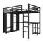 Structure de lit mezzanine en métal avec garde-robe intégrée, bureau et tablettes de rangement-586151632