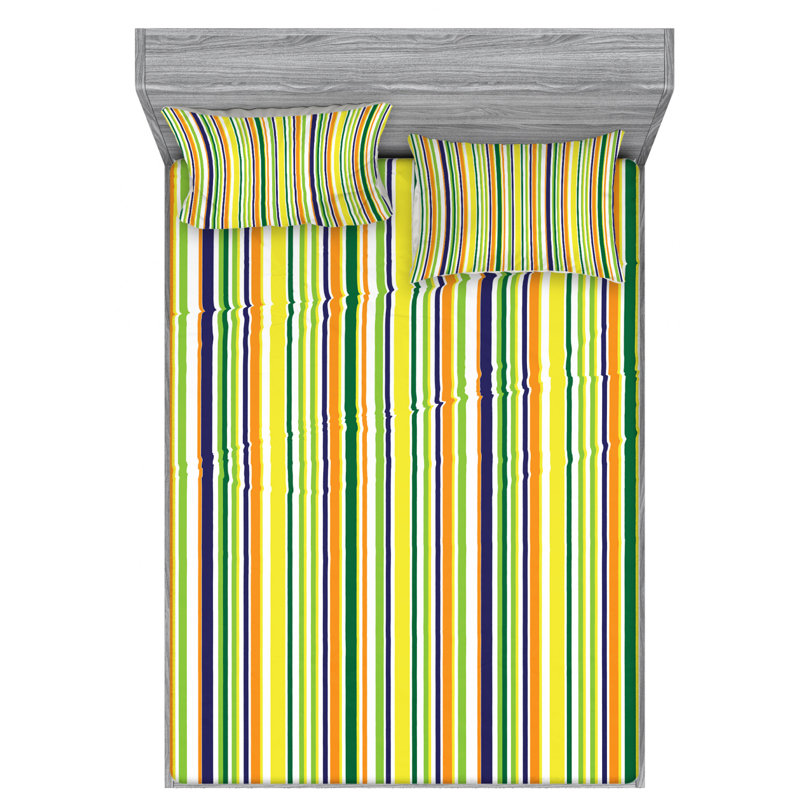 Microfiber Sheet Set, Queen Sheet Set with Fitted Sheet, Abstract 1