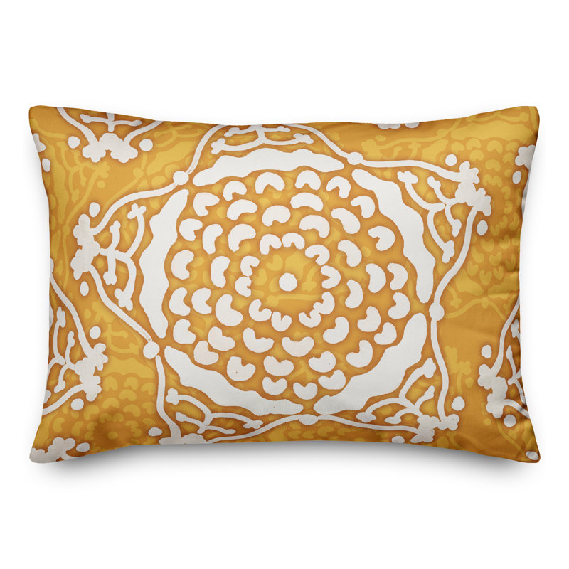 Outdoor Reversible Throw Pillow, Yellow, Floral 4