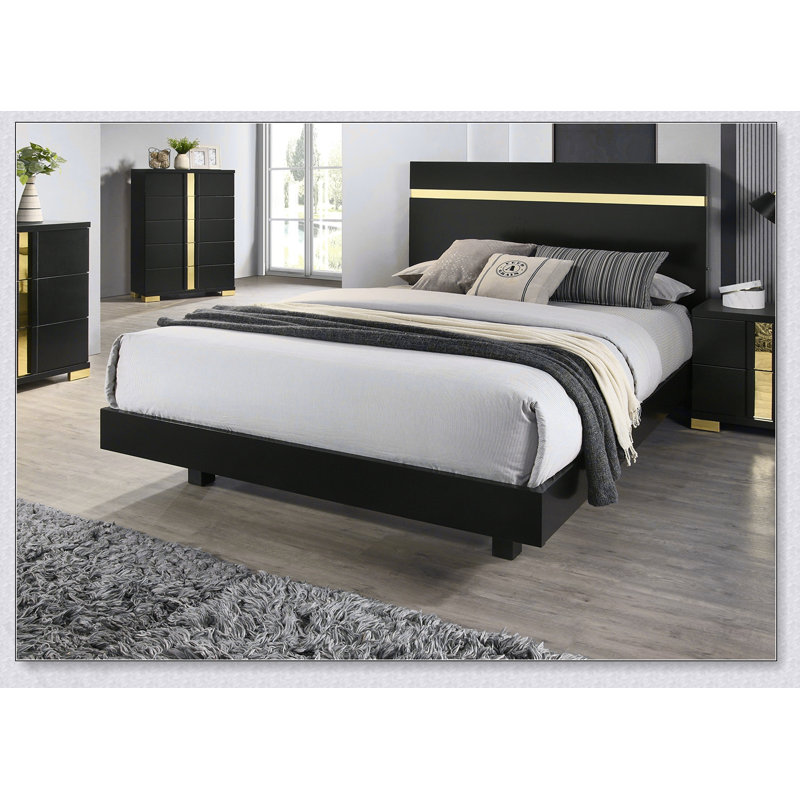 Cadre de lit 1Pc, Noir, Grand lit