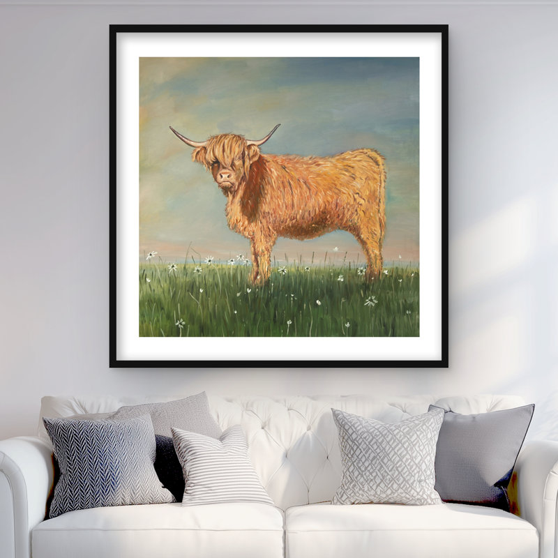 «Daisy the Highland Cow», reproduction encadrée rustique pour la décoration intérieure, Noir