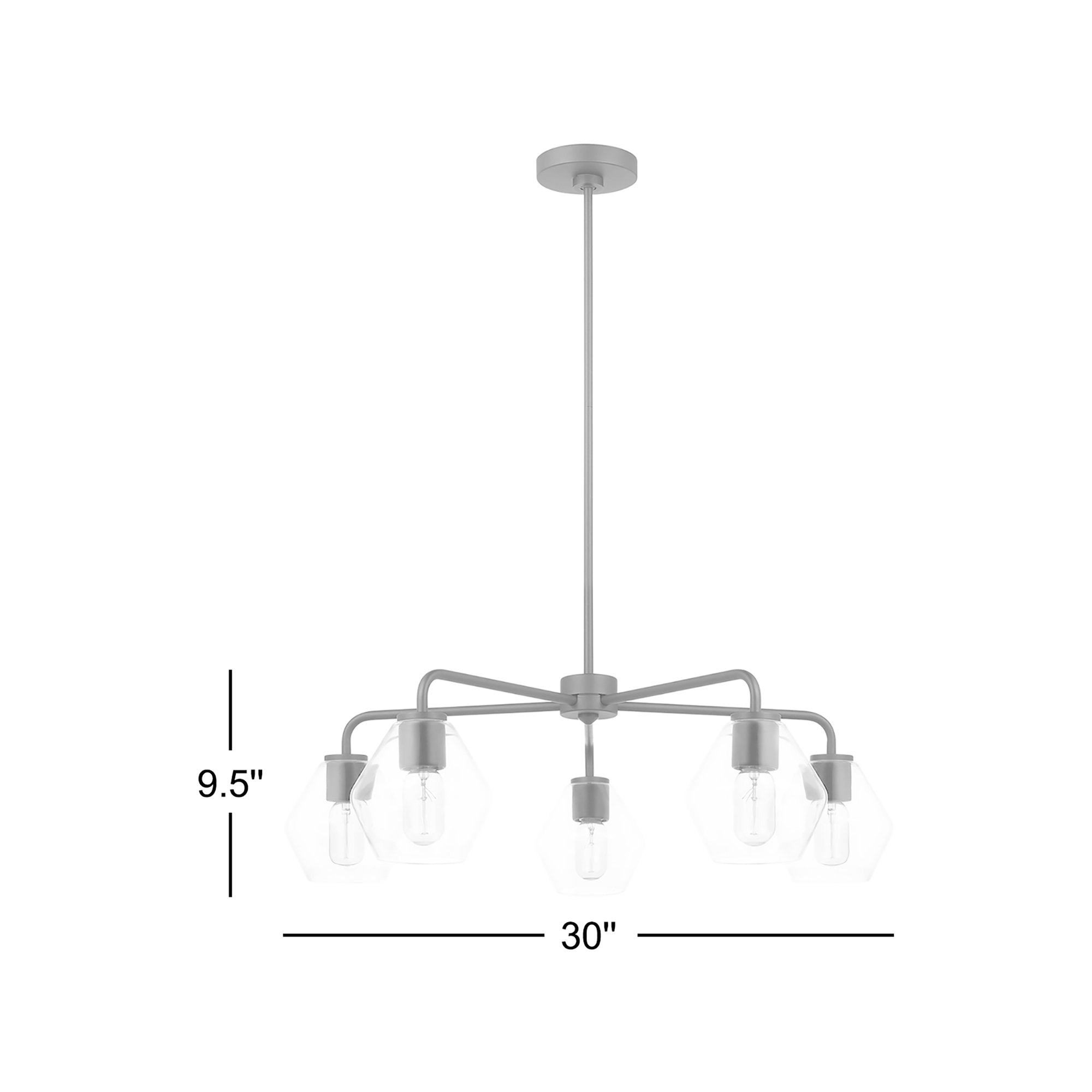 Rooks 5 - Light Metal Dimmable Sputnik Chandelier, Black
