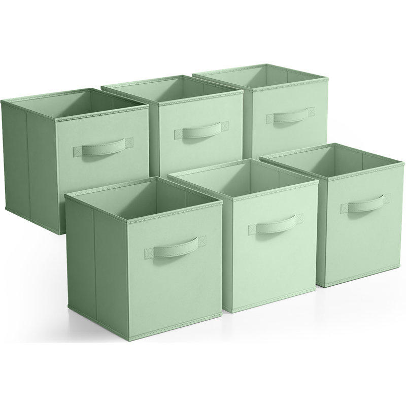 Sorbus Foldable Storage Cubes - 6 Pack, 11 Inch, Sage Green, Fabric, Foldable, Storage And Organization, Versatile Use, Collapsible Storage, Lightweight And Durable