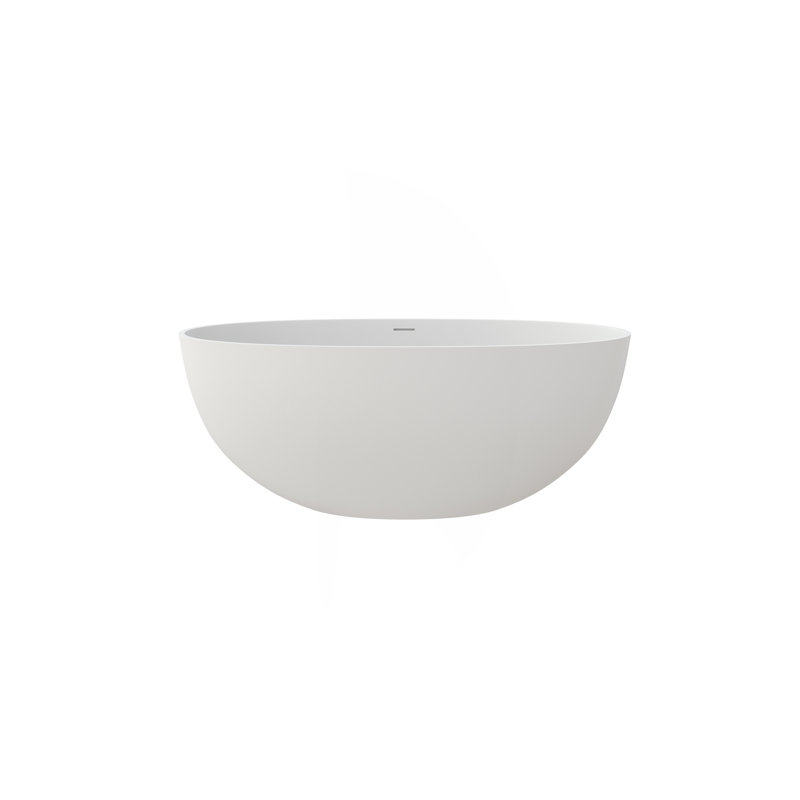 55" Solid Surface Deep Soaking Bathtub, Matte White