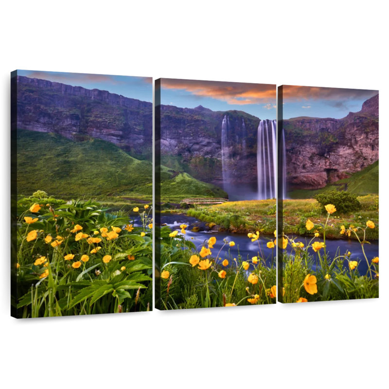 Paysage de cascade Alvord Seljalandsfoss, H 36 po x l 57 po