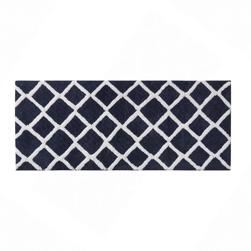 Tapis de bain réversible en microfibre touffetée à poils longs, Simple - L 60 po x l 24 po, Noir