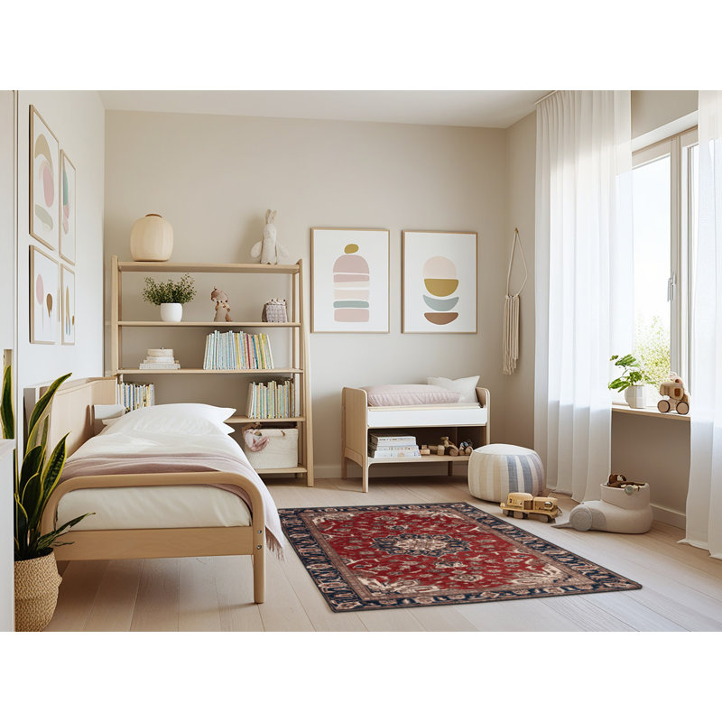Machine Washable Persian Brown Area Rug, Rectangle 4' x 6'
