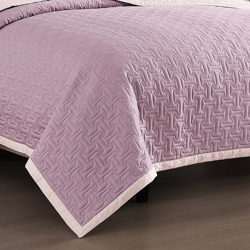 Ensemble de couvre-lit matelassé 3 pièces Bebejan, Mauve, King Coverlet/Bedspread+ 2 King Pillow Shams