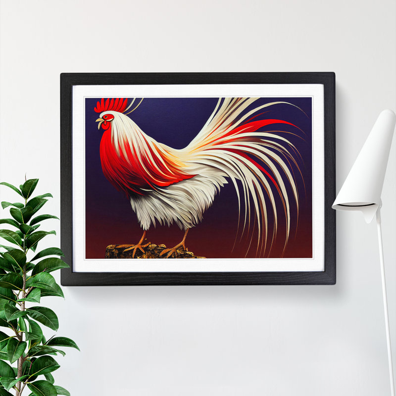 Bright Rooster - Single Picture Frame Print, Black Framed, 46cm H x 64cm W x 2cm D