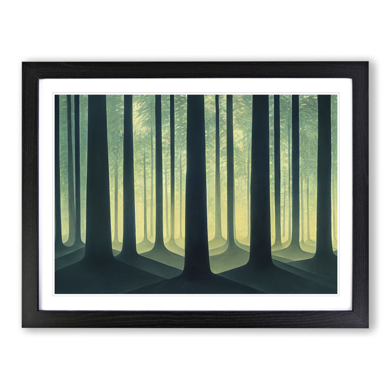 Luminous Forest - Single Picture Frame Print, Black, 46cm H x 64cm W x 2cm D