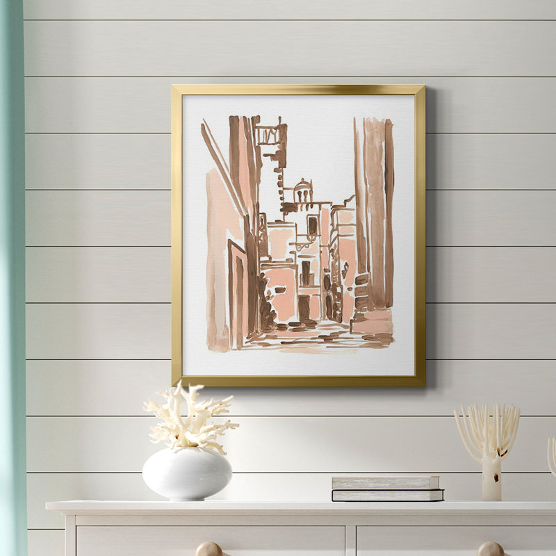 Toile encadrée de qualité supérieure Blush Architecture Study II - prête à être accrochée, H 24 po x l 20 po, Or