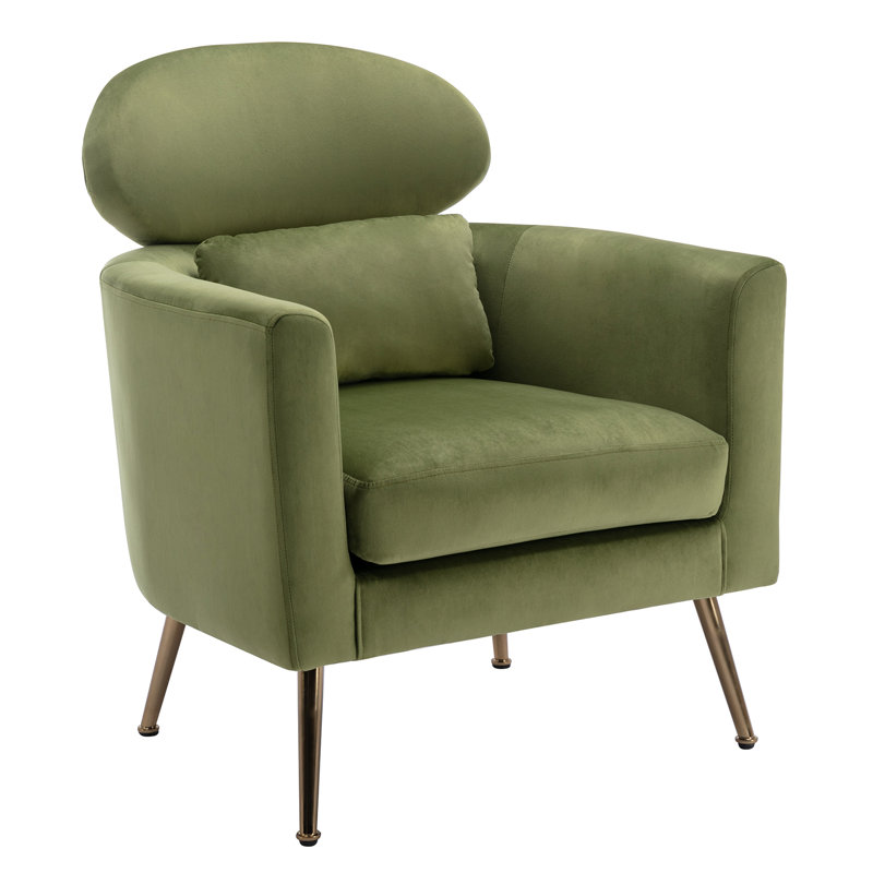 Zuhey Upholstered Accent Chair, Olive Green Velvet