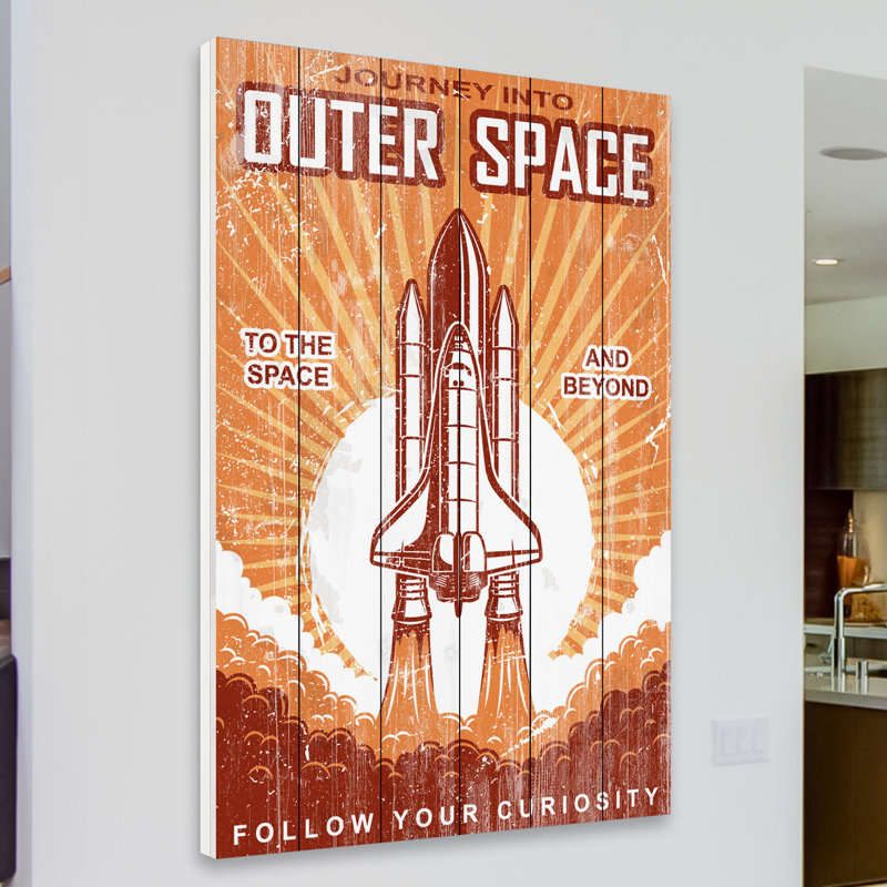 «Outer Space», reproduction sur bois blanc, H 60 po x l 40 po x P 1,5 po