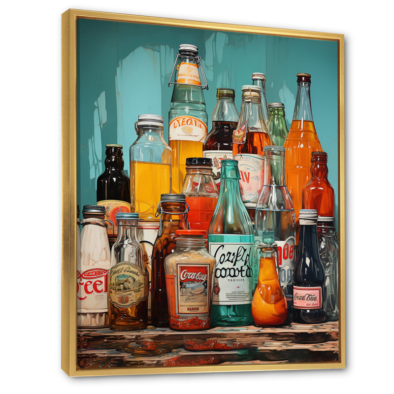 «Calep Pop Art 1950S Soda Emotion I», reproduction sur toile, H 44 po x l 34 po x P 1,5 po, Cadre flottant doré