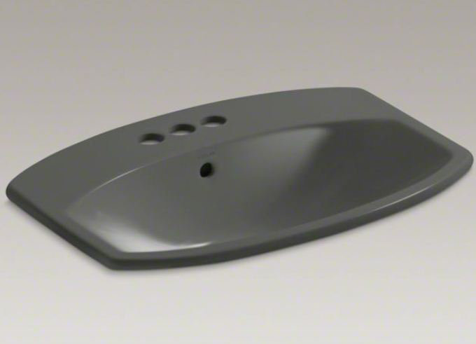 Cimarron Vitreous China Rectangular Drop-In Bathroom Sink with Overflow, Thunder Gray, 4" Centers